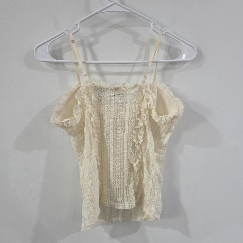 Vintage Y2K No Boundaries Womens Babydoll Lace Tank Top Size Large Ivory Fairy - Picture 4 of 7
